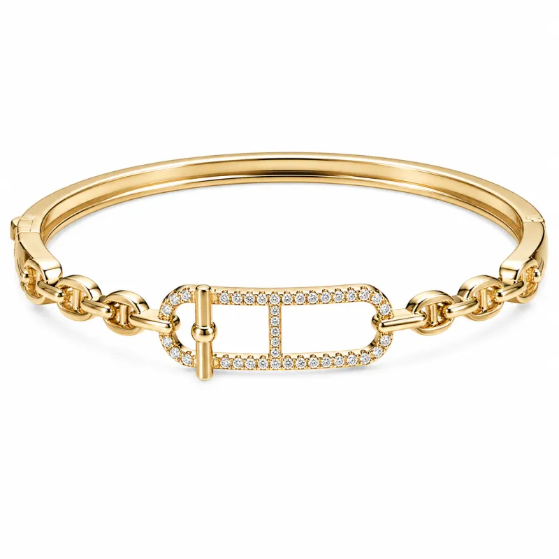 GOLD BANGLE CLEAR CZ STONES ( 10121 G ) made by Oh My Jewelry
