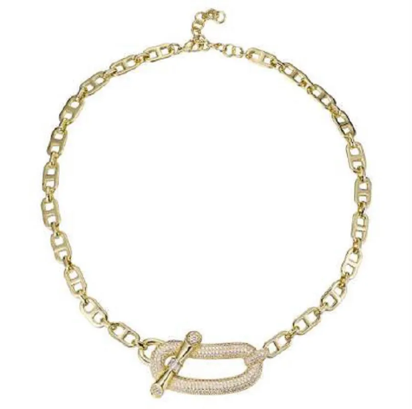 GOLD NECKLACE CZ STONES ( 10129 G ) made by Oh My Jewelry