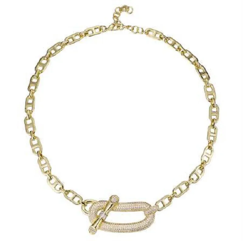 GOLD NECKLACE CZ STONES ( 10129 G ) sold by Oh My Jewelry