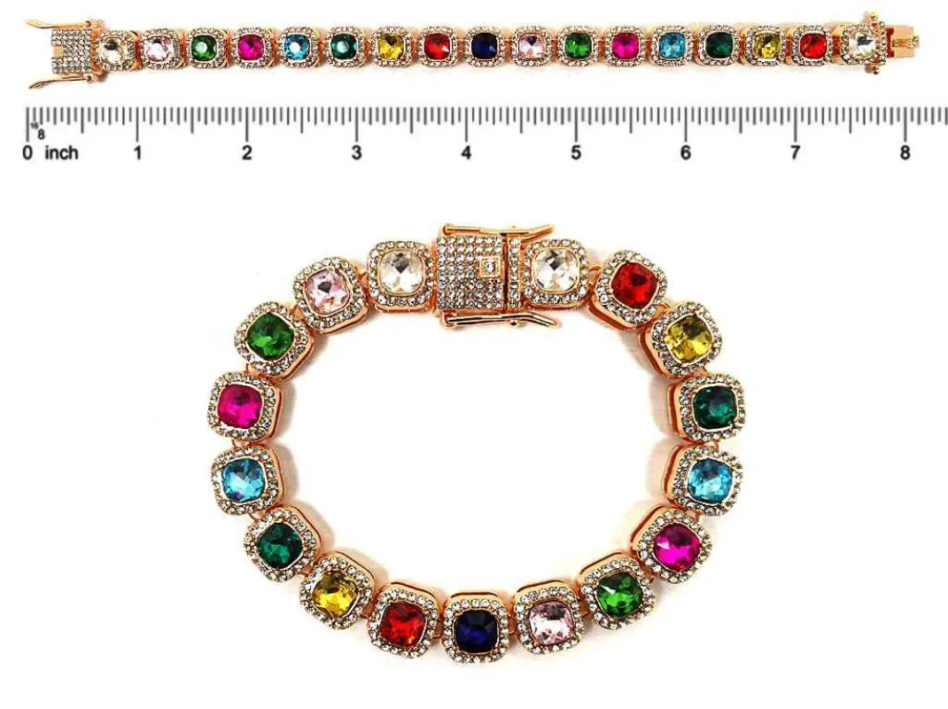 GOLD MULTICOLOR STONE BRACELET ( 5720 GDMU ) made by Oh My Jewelry