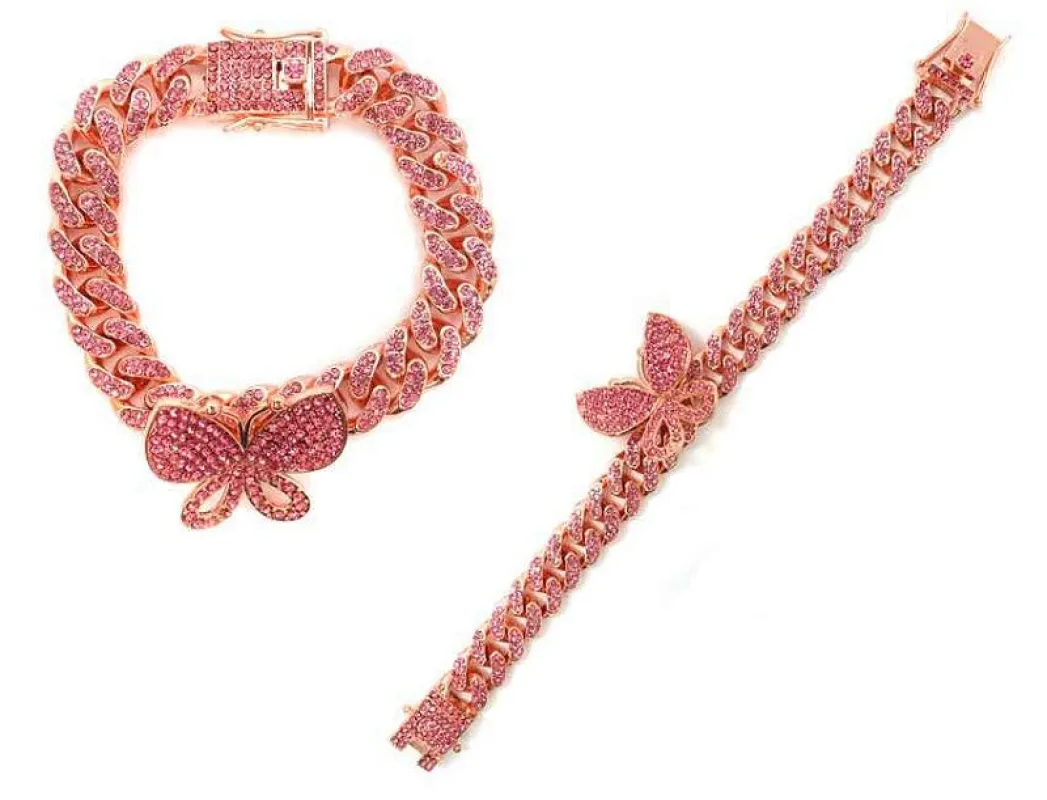 ROSE GOLD BUTTERFLY BRACELET PINK STONES ( 5446 RGDPK ) made by Oh My Jewelry