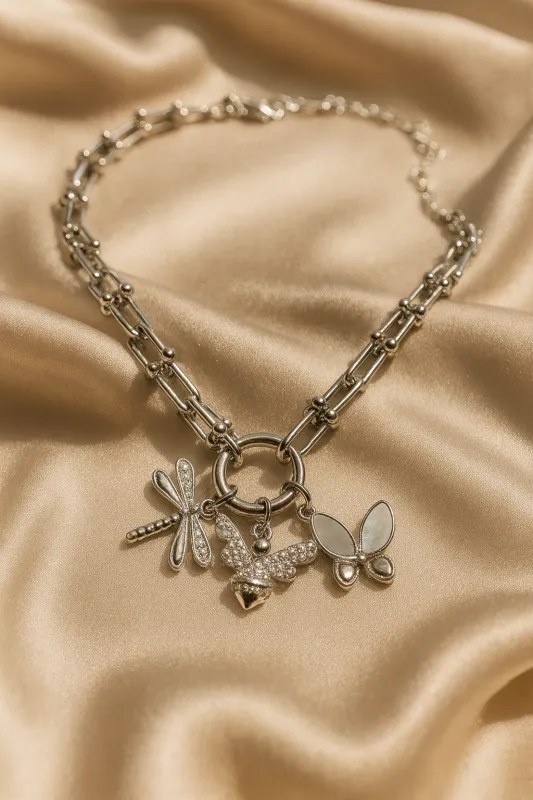 SILVER CZ BUTTERFLY NECKLACE ( 1235 X ) made by Oh My Jewelry
