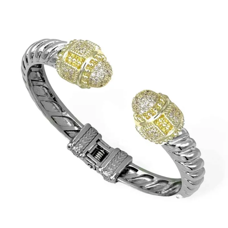 SILVER GOLD CUFF BANGLE CLEAR ( 1230 BPV ) made by Oh My Jewelry