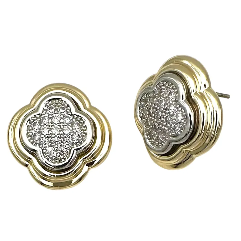 14K GOLD PLATED EARRINGS CLEAR CZ STONES ( 1798 EPV ) made by Oh My Jewelry