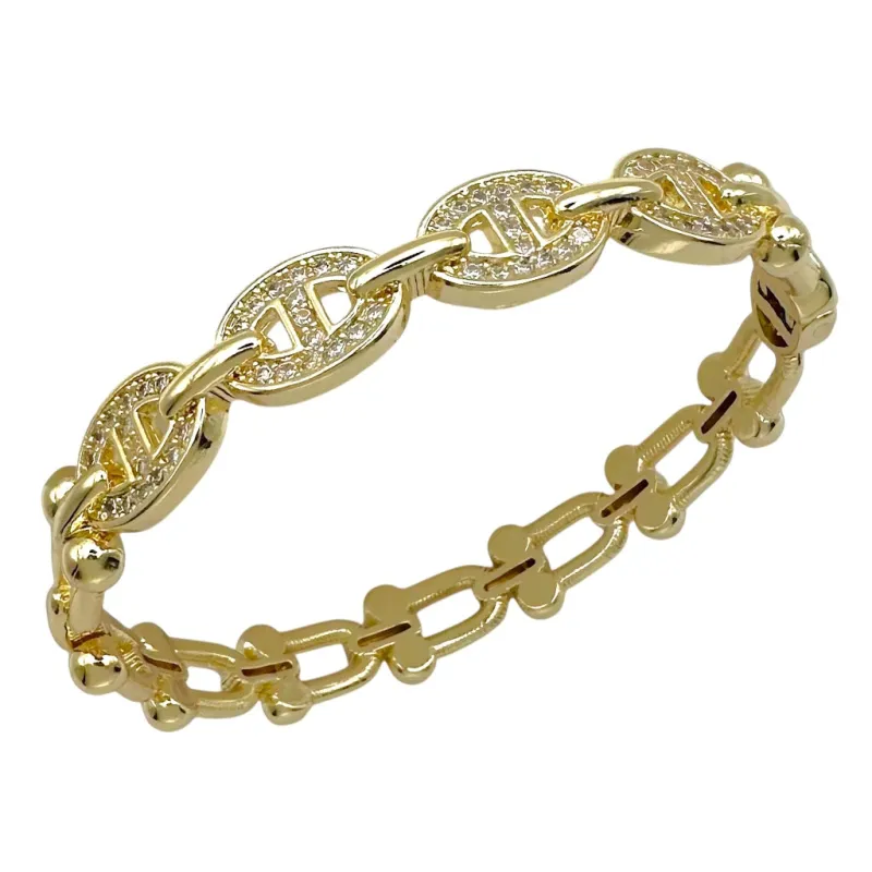GOLD BANGLE CLEAR CZ STONES ( 1778 BG ) made by Oh My Jewelry