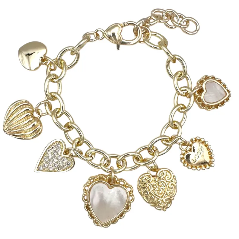 GOLD HEART CHARM BRACELET ( 1119 BG ) made by Oh My Jewelry