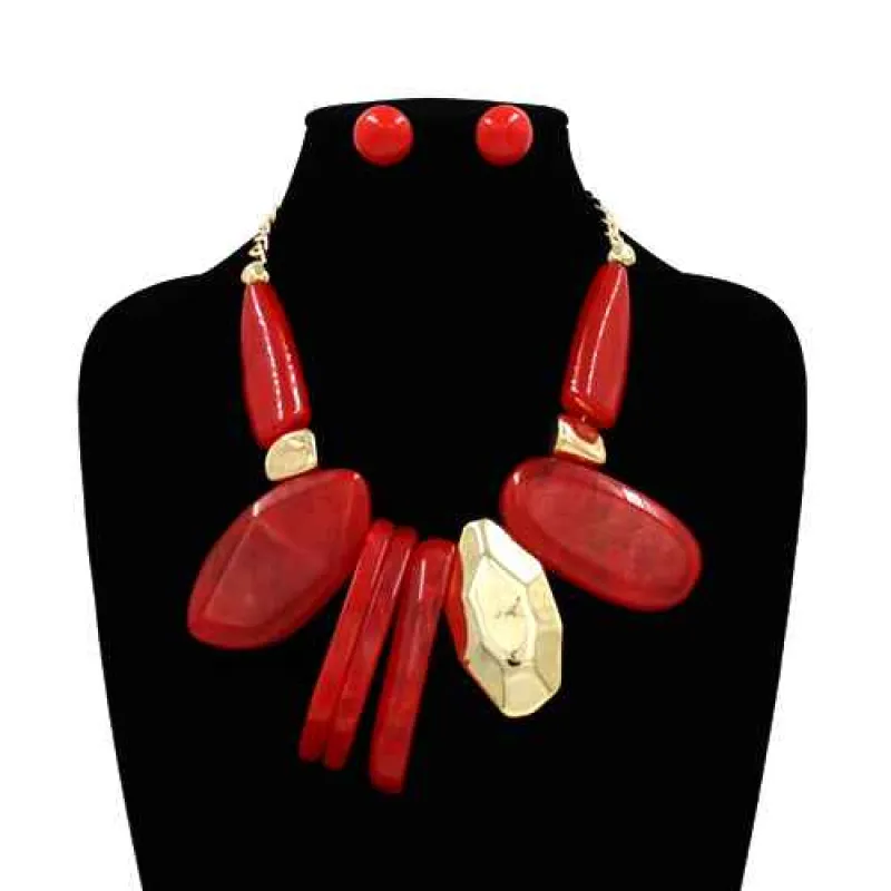 NECKLACE SET ( 2263 RED ) made by Oh My Jewelry
