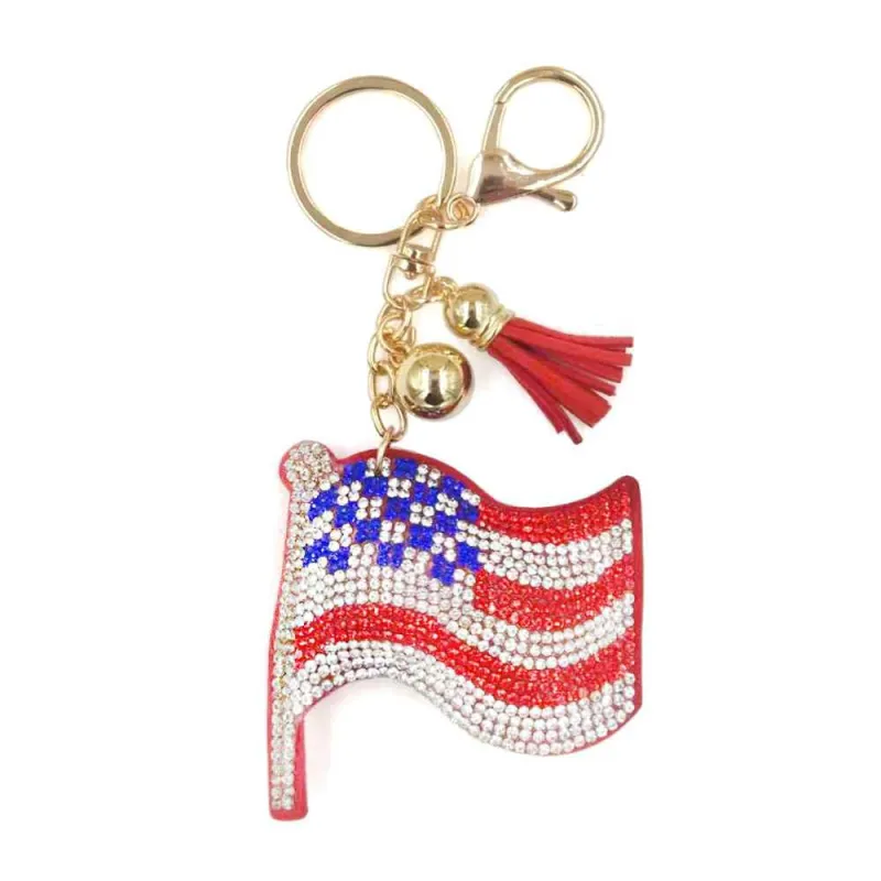 USA FLAG KEYCHAIN ( 8224 ) made by Oh My Jewelry