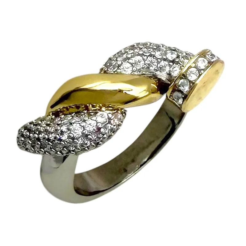 SILVER GOLD RING CZ STONES SIZE 7 ( 2295 7 ) made by Oh My Jewelry