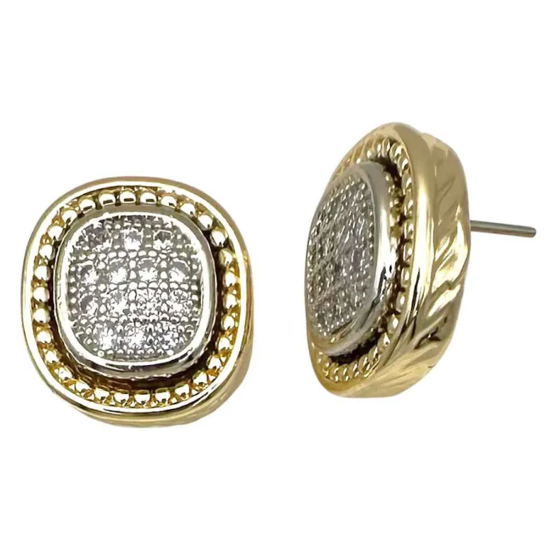 14K GOLD PLATED EARRINGS CLEAR CZ STONES ( 1796 EPV ) made by Oh My Jewelry