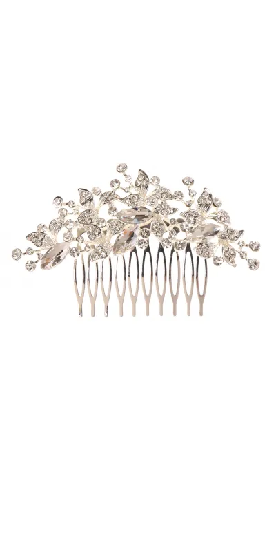 SILVER HAIR COMB CLEAR STONES ( 41170 CLSV ) made by Oh My Jewelry