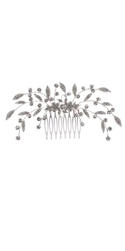 SILVER HAIR COMB CLEAR STONES ( 40959 CLSV ) made by Oh My Jewelry