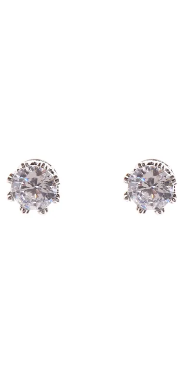 SILVER CLEAR CZ STONES EARRINGS ( 10356 CLRD ) made by Oh My Jewelry