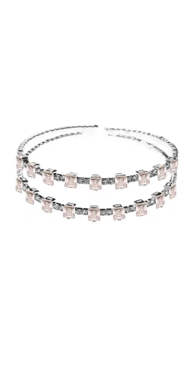 SILVER CUFF BRACELET CLEAR STONES ( 30477 CZCLSV ) made by Oh My Jewelry