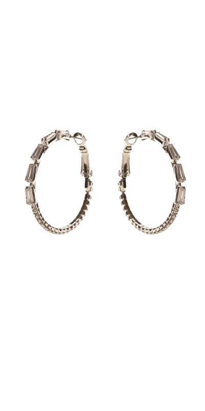 SILVER HOOP EARRINGS CLEAR ( 11240 CZCLSV ) made by Oh My Jewelry