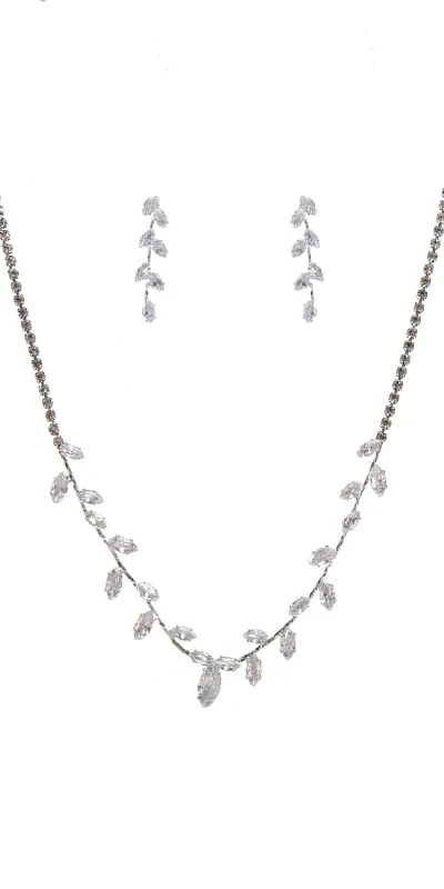 RHINESTONE NECKLACE SET CLEAR STONES ( 22544 CLSV ) made by Oh My Jewelry