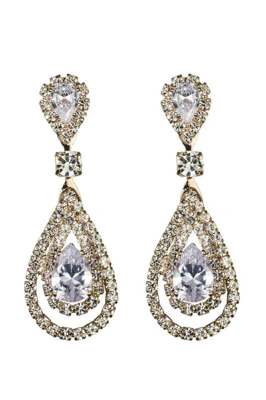 GOLD EARRINGS CLEAR CZ CUBIC ZIRCONIA STONES ( 10832 CZCLGD ) made by Oh My Jewelry