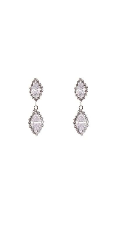 SILVER EARRINGS CLEAR CZ CUBIC ZIRCONIA STONES ( 10830 CLSV ) made by Oh My Jewelry