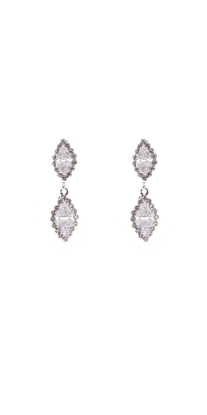 SILVER EARRINGS CLEAR CZ CUBIC ZIRCONIA STONES ( 10830 CLSV ) sold by Oh My Jewelry