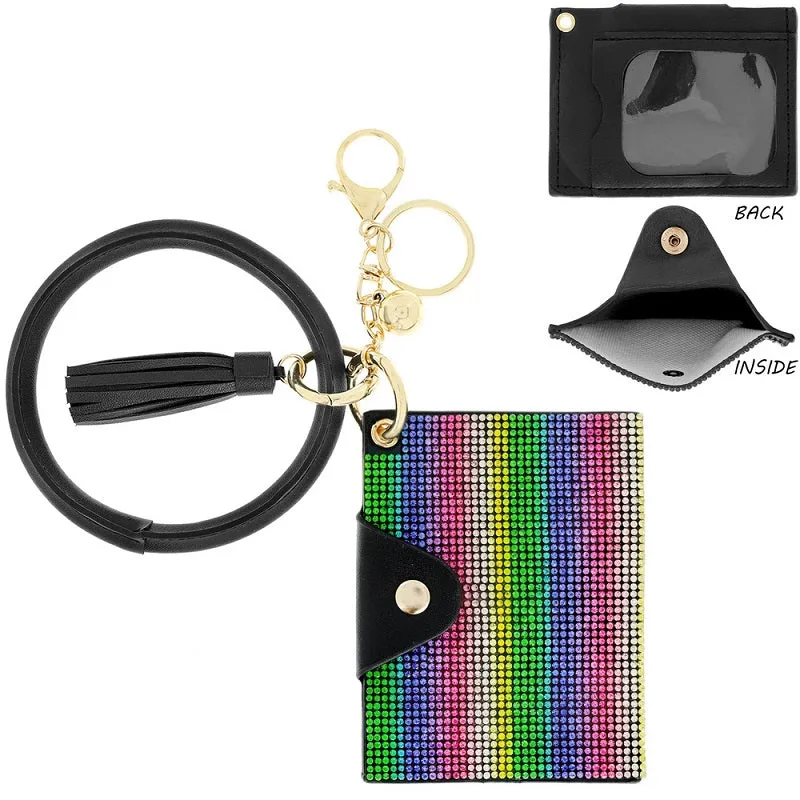 BLACK MULTI COLOR STONES ID HOLDER WRISTLET ID HOLDER ( 11443 MU ) made by Oh My Jewelry