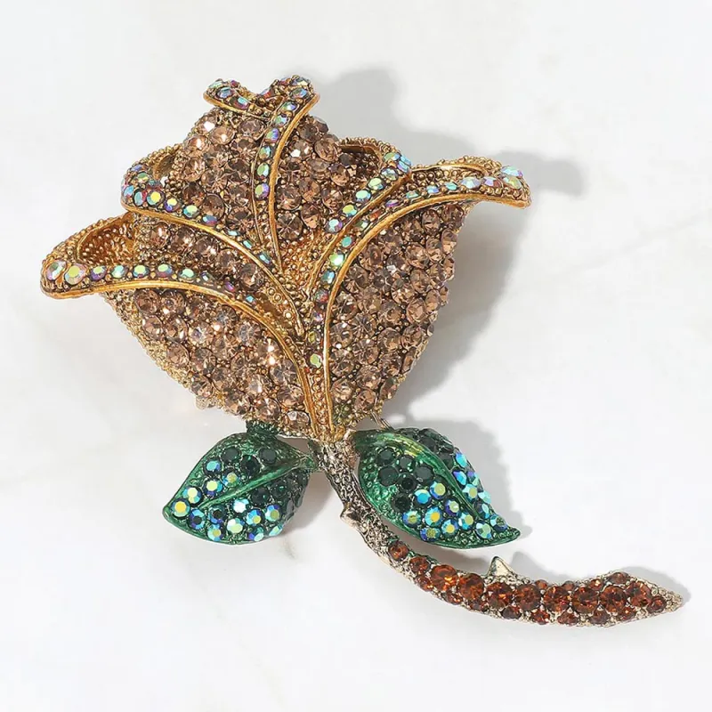 SILVER FLOWER BROOCH TOPAZ STONES ( 06789 STOP ) made by Oh My Jewelry