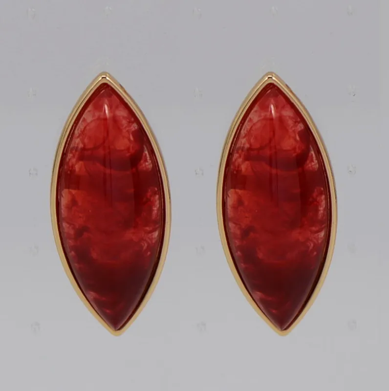 GOLD OVAL SHAPE EARRINGS ( 6219 GLRED ) made by Fiesta
