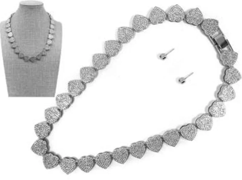 RHINESTONE HEART NECKLACE SET ( 8202 RHCRY ) sold by Oh My Jewelry