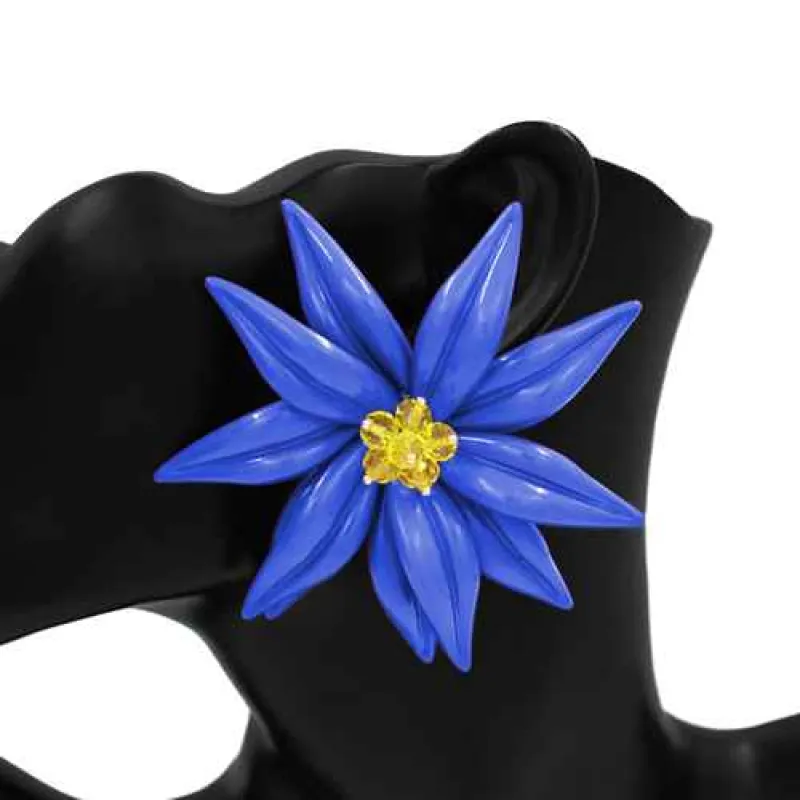 FLOWER EARINGS ( 1195 BL ) made by Oh My Jewelry