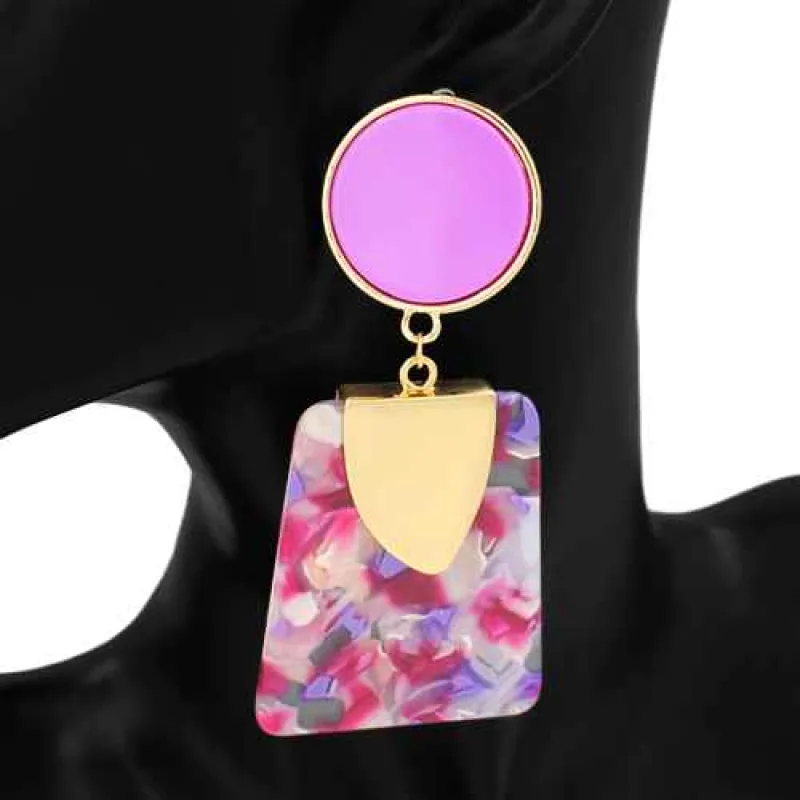 GEOMETRIC STATEMENT EARRINGS ( 1153 GDPU ) made by Oh My Jewelry