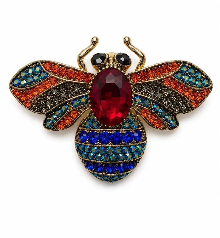 RED BLUE BEE BROOCH ( 06800 RDBL ) made by Oh My Jewelry