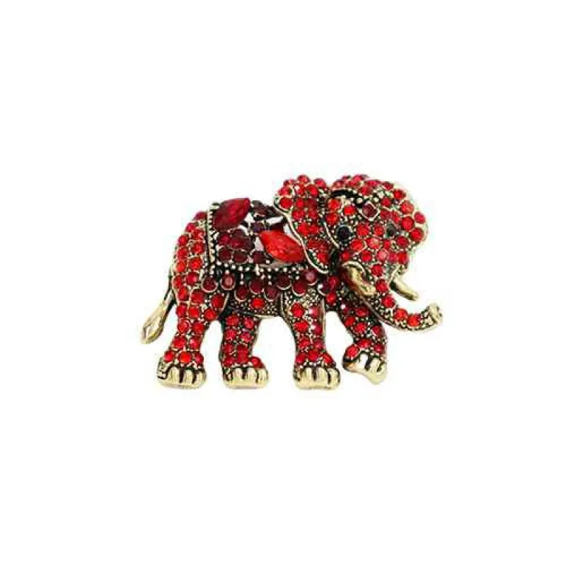 GOLD ELEPHANT BROOCH RED STONES ( 2009 LSM ) made by Oh My Jewelry