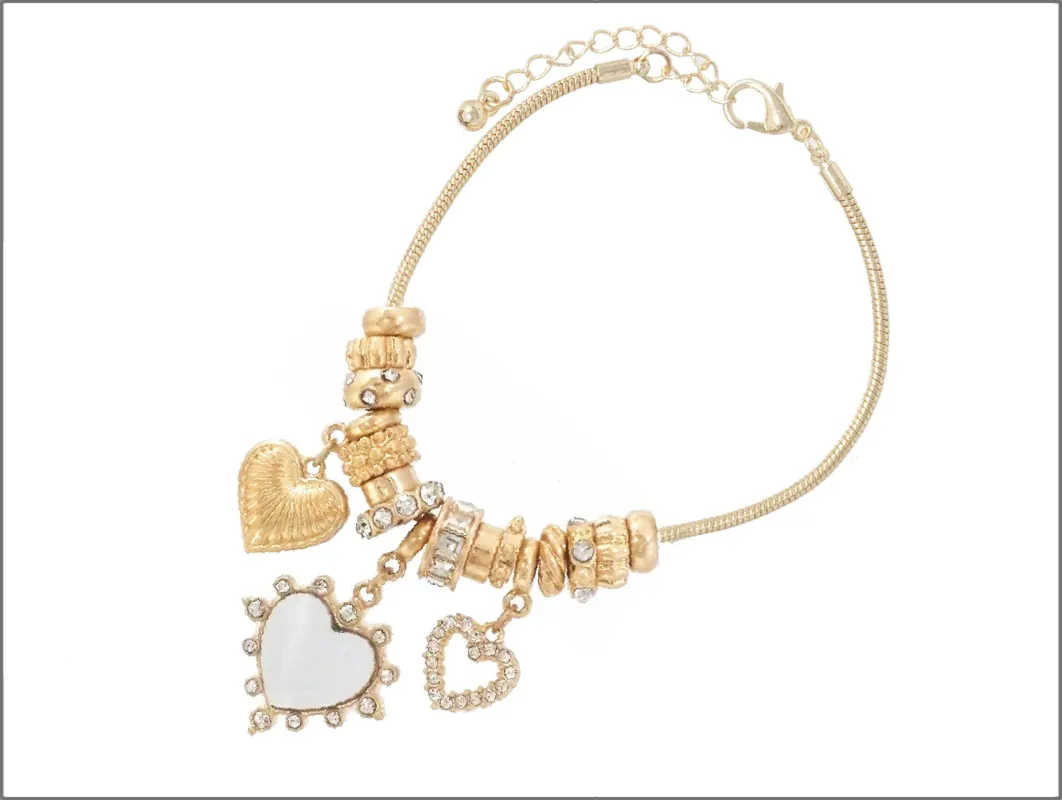 GOLD HEART CHARM BRACELET ( 04338 GPL ) made by Oh My Jewelry
