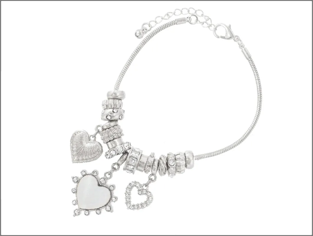 SILVER HEART CHARM BRACELET ( 04338 SPL ) made by Oh My Jewelry