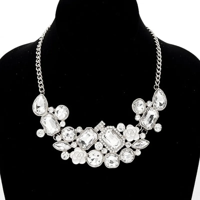 SILVER NECKLACE CLEAR STONES ( 3759 RDCLR ) made by Oh My Jewelry