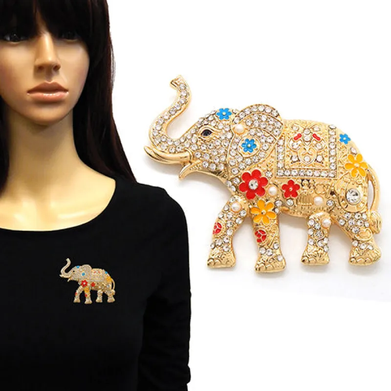 GOLD ELEPHANT BROOCH ( 2247 GDCLR ) made by Oh My Jewelry