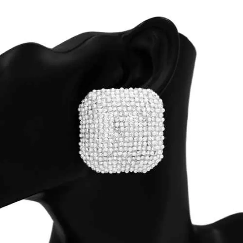 SQUARE EARRINGS ( 1216 RDWHT ) made by Oh My Jewelry