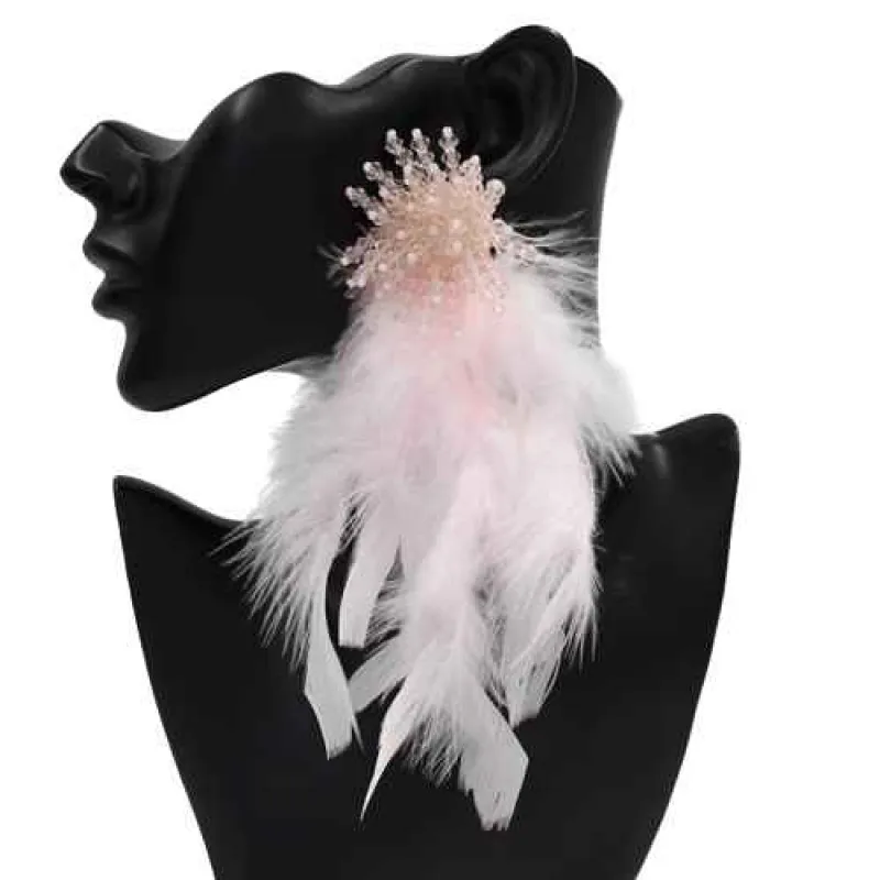 FEATHER EARRINGS ( 1214 LPK ) made by Oh My Jewelry