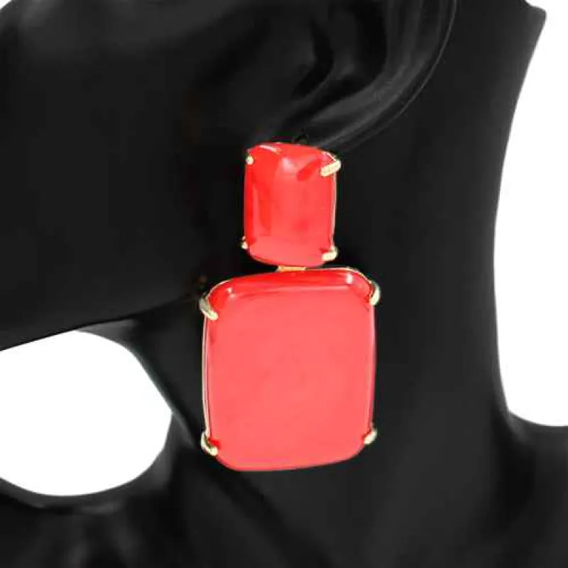 ACRYLIC EARRINGS ( 1117 RED ) made by Oh My Jewelry