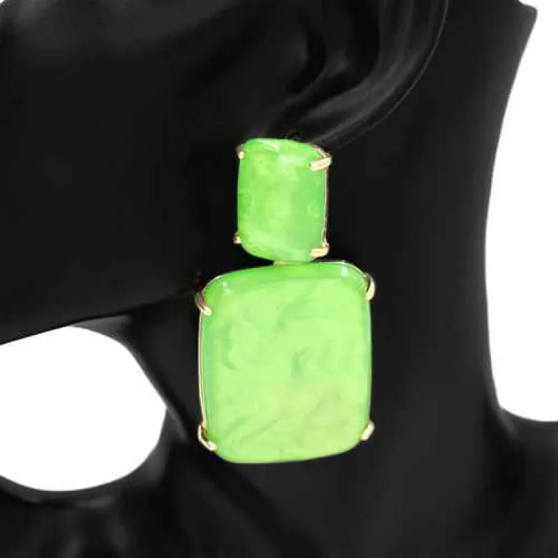 ACRYLIC EARRINGS ( 1117 GN ) made by Oh My Jewelry