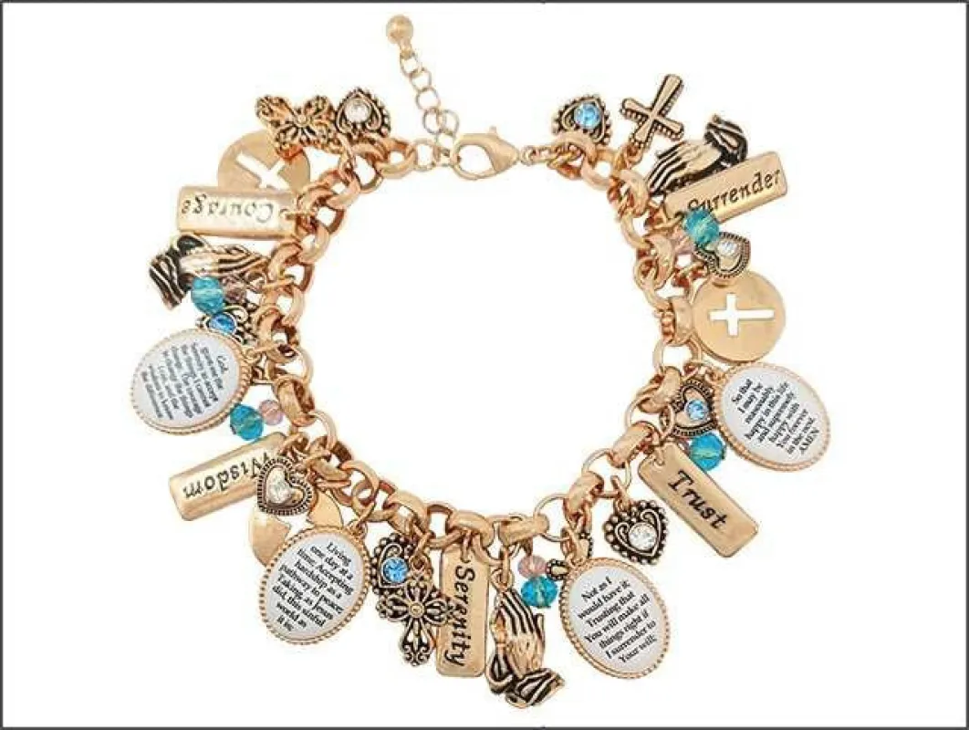 GOLD MULTICOLOR RELIGIOUS CHARM BRACELET ( 03522 AGMX ) made by Oh My Jewelry