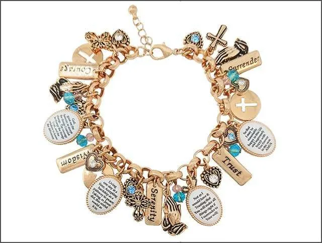 GOLD MULTICOLOR RELIGIOUS CHARM BRACELET ( 03522 AGMX ) sold by Oh My Jewelry