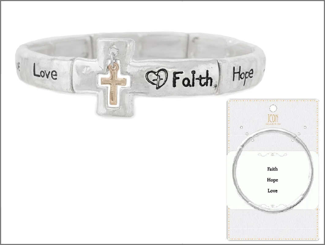 STRETCH BRACELET FAITH HOPE LOVE ( 04322 WTT ) made by Oh My Jewelry