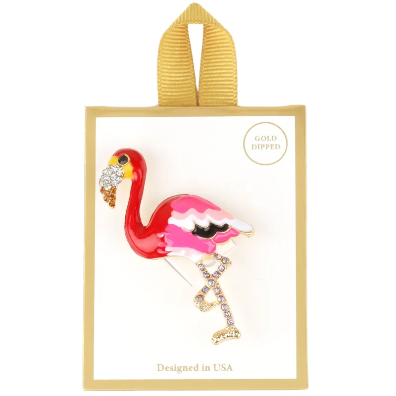 FLAMINGO BROOCH ( 0270 REDMLT ) made by Oh My Jewelry