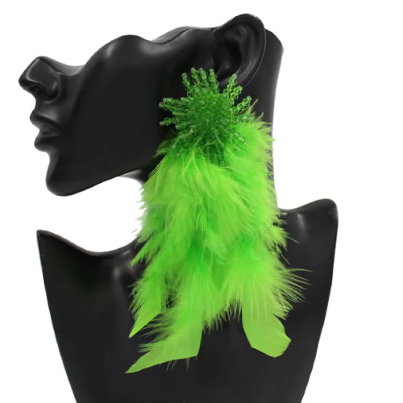 FEATHER EARRINGS ( 1214 LGN ) made by Oh My Jewelry
