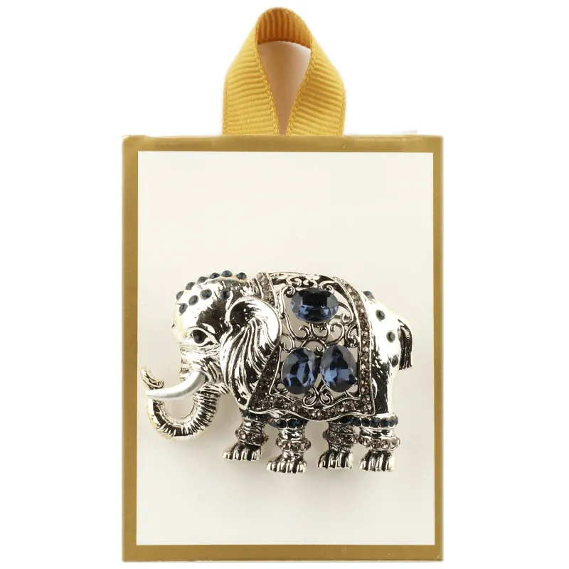 SILVER ELEPHANT BROOCH ( 0232 RD ) made by Oh My Jewelry
