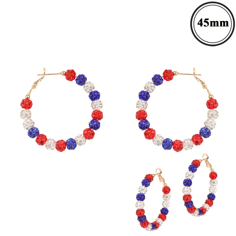 RED WHITE BLUE HOOP EARRINGS ( 4476 GDMLT ) made by Oh My Jewelry