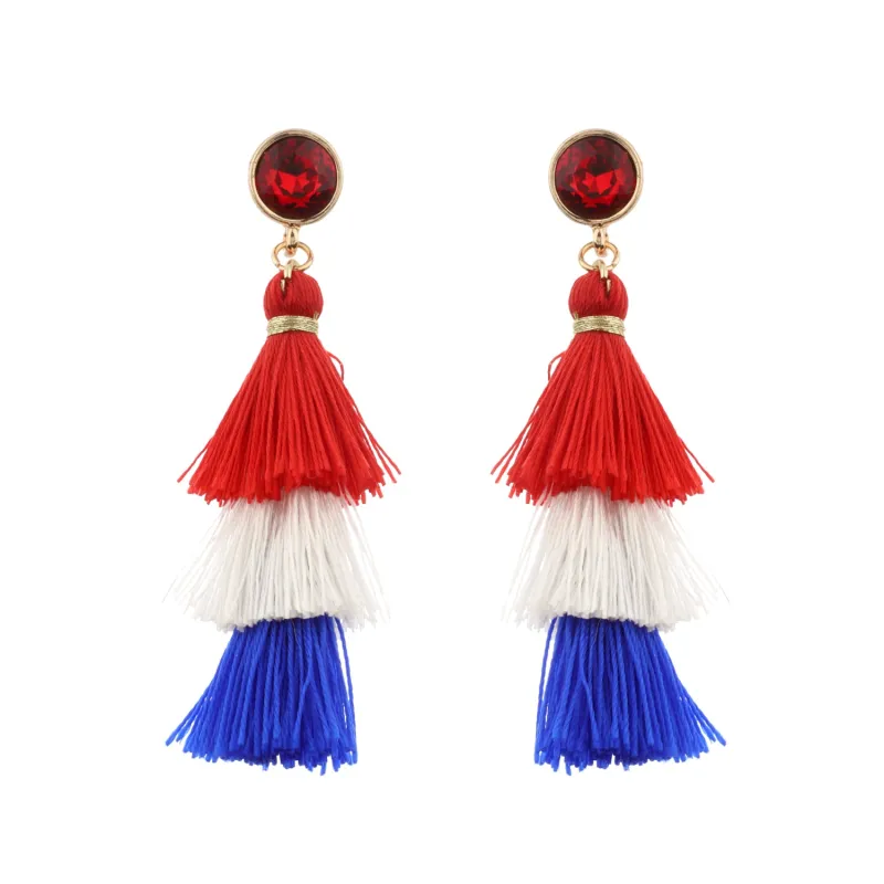 RED WHITE BLUE EARRINGS ( 4008 GDMLT ) made by Oh My Jewelry