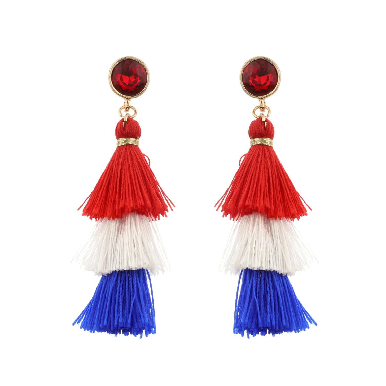 RED WHITE BLUE EARRINGS ( 4008 GDMLT ) sold by Oh My Jewelry