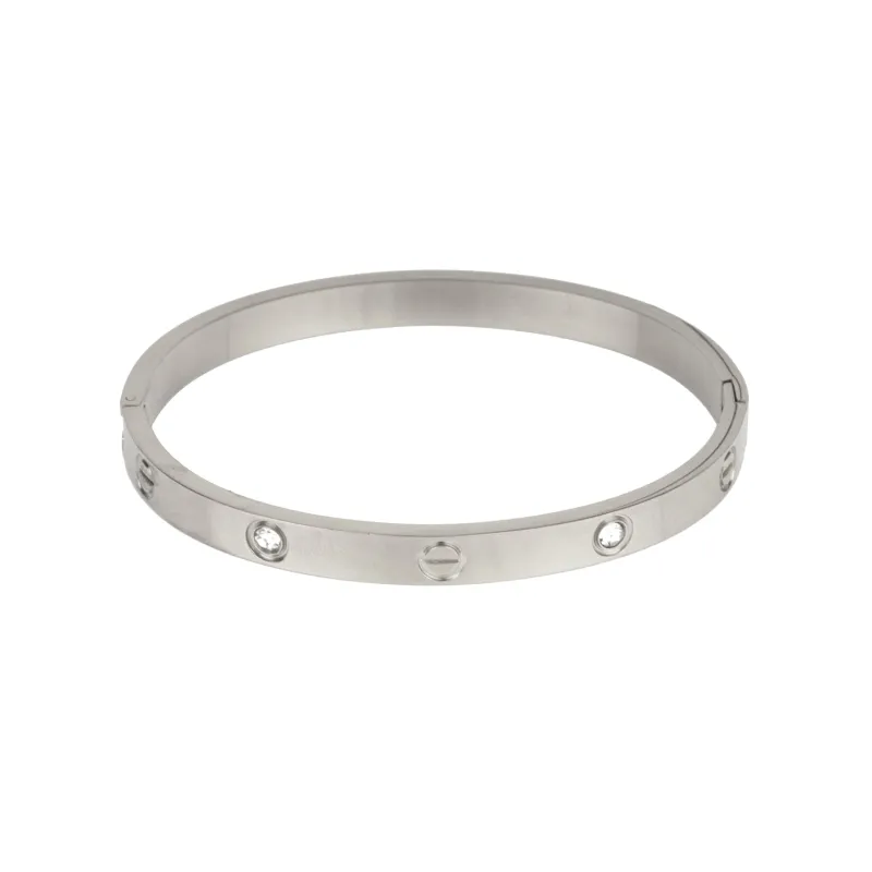 SILVER BANGLE CLEAR STONES ( 2214 RD ) made by Oh My Jewelry