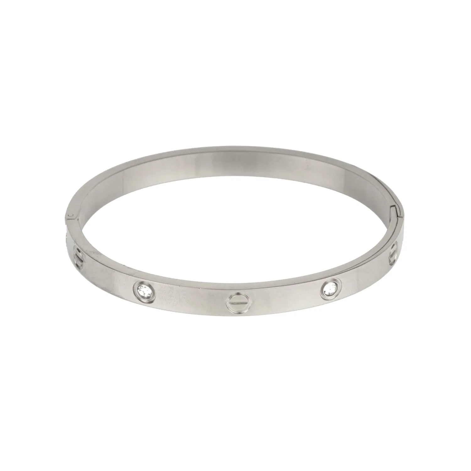 SILVER BANGLE CLEAR STONES ( 2214 RD ) sold by Oh My Jewelry